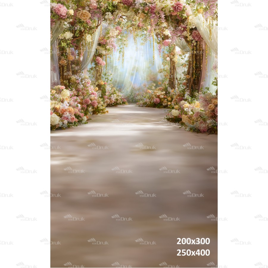 Tło fotograficzne „Kwiatowy tunel w pastelowych barwach” | E800